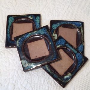 4 ceramic coasters Indigenous potteries Barbados